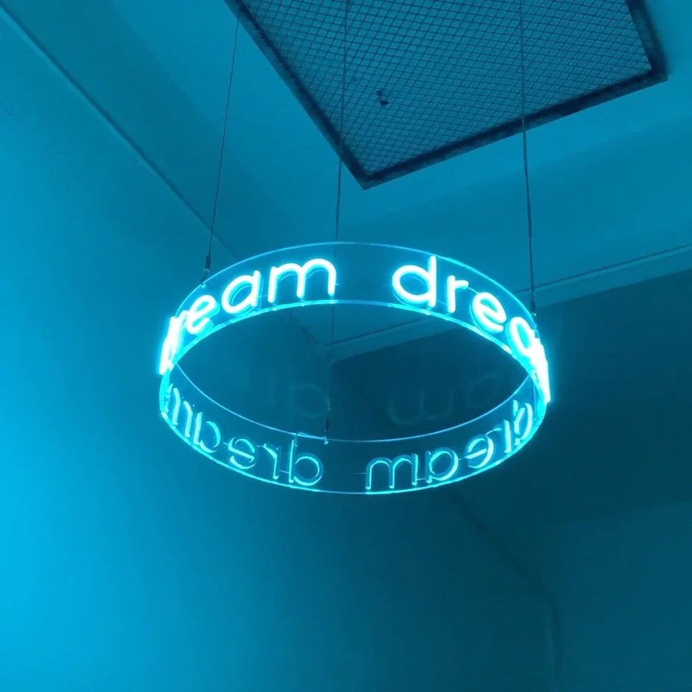 Custom Neon Ceiling Chandelier, Round Floating LED Hanging Light