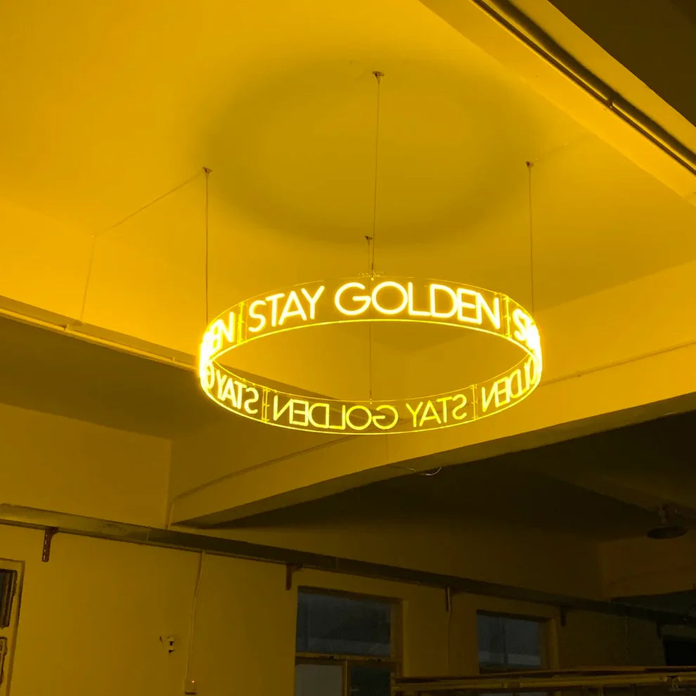 Custom Neon Ceiling Chandelier, Round Floating LED Hanging Light